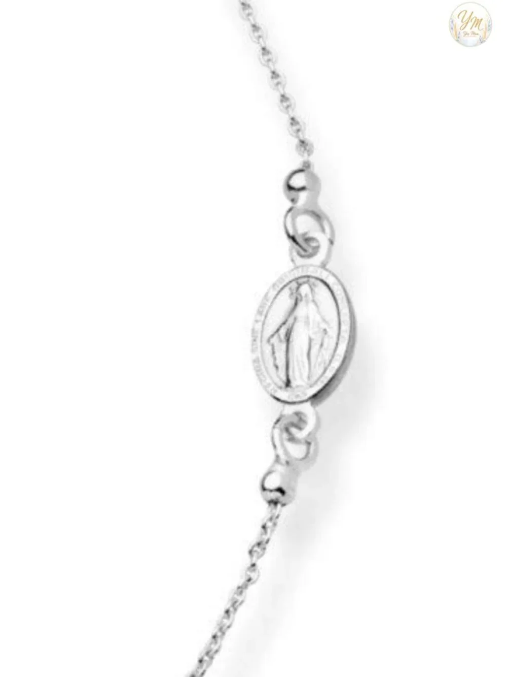 Sterling Silver Rosary Cross Necklace for Women, Dainty Italian Chain